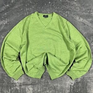 Y2K 346‎ Brooks Brothers Green V-Neck Golf Sweater - size large
